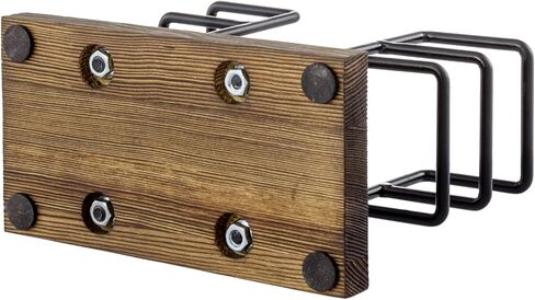 MyGift Rustic Burnt Solid Wood and Industrial Matte Black Metal Wire Dining Napkin Holder, Freestanding Geometric Serviette Dispenser Rack for Square Folded Cocktail Napkins in Saudi Arabia
