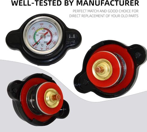 غطاء مشعاع عالي الضغط 1.8 بار من Sikawai مع مقياس درجة الحرارة يناسب Hon-daa Yama-ha Kawas-aki Su-zuki Po-lariss Ran-ger Husqvarna للدراجات النارية والدراجات الترابية KTM ATV موديلات 25.6psi in Kuwait