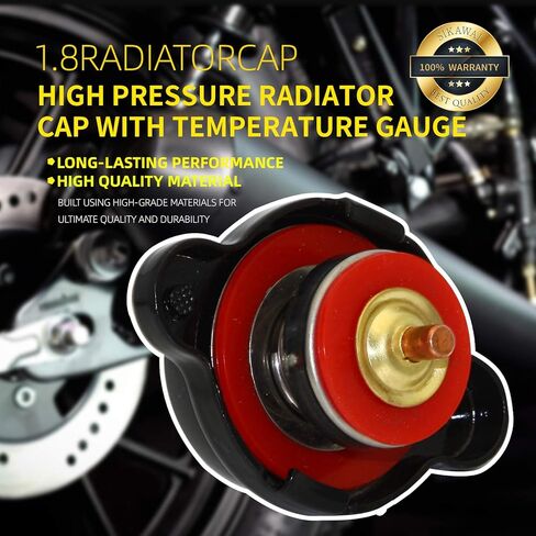 غطاء مشعاع عالي الضغط 1.8 بار من Sikawai مع مقياس درجة الحرارة يناسب Hon-daa Yama-ha Kawas-aki Su-zuki Po-lariss Ran-ger Husqvarna للدراجات النارية والدراجات الترابية KTM ATV موديلات 25.6psi in Kuwait