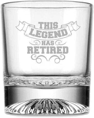 Retirement Gifts, The Legend Has Retired Heavy Base Rocks Cocktail Whisky Glass in Kuwait