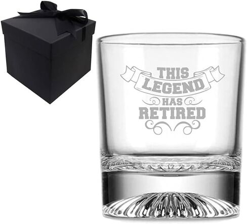 Retirement Gifts, The Legend Has Retired Heavy Base Rocks Cocktail Whisky Glass in Kuwait