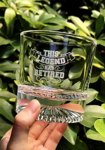 Retirement Gifts, The Legend Has Retired Heavy Base Rocks Cocktail Whisky Glass in Kuwait