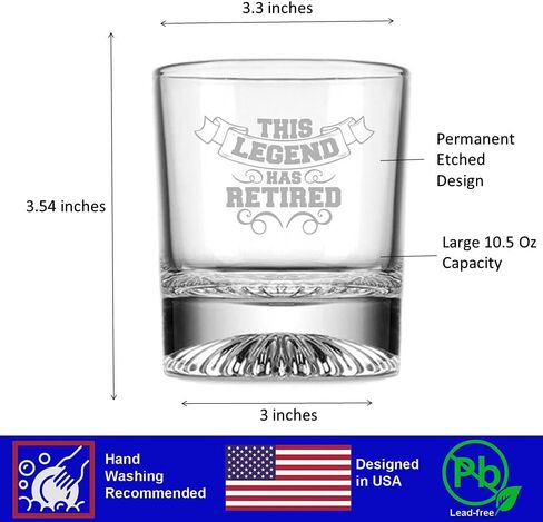Retirement Gifts, The Legend Has Retired Heavy Base Rocks Cocktail Whisky Glass in Kuwait