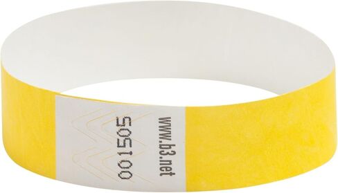 Security Wrist Bands - Waterproof & Sequentially Numbered for Events, Parties, and Admission Control | Yellow, (100/pk, Pack of 3) in Saudi Arabia
