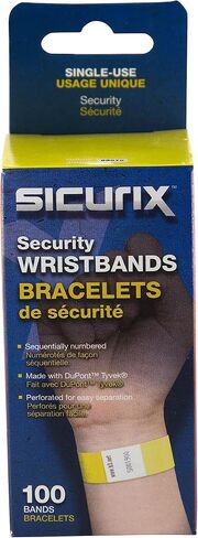 Security Wrist Bands - Waterproof & Sequentially Numbered for Events, Parties, and Admission Control | Yellow, (100/pk, Pack of 3) in Saudi Arabia