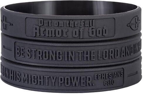 Sainstone Armor of God Ephesians 6:10 آيات الكتاب المقدس الملهمة أساور سيليكون - دع الإيمان أكبر من الخوف - هدايا معصم تحفيزية دينية للرجال والنساء in Saudi Arabia