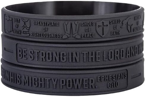 Sainstone Armor of God Ephesians 6:10 آيات الكتاب المقدس الملهمة أساور سيليكون - دع الإيمان أكبر من الخوف - هدايا معصم تحفيزية دينية للرجال والنساء in Saudi Arabia