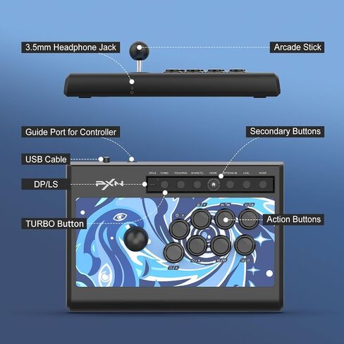PXN 008 عصا التحكم في الألعاب PC Fight Stick USB عصا التحكم في ألعاب PS3 / PS4 / Xbox One / Xbox Series X / S / Switch / Window PC in Kuwait