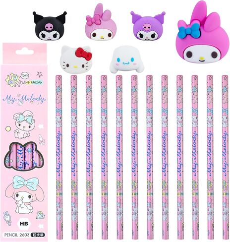 مجموعة قرطاسية كاواي - 18 قطعة، لوازم مدرسية لطيفة للأطفال بما في ذلك أقلام الرصاص وممحاة أقلام الرصاص ومبراة أقلام الرصاص، مجموعة أقلام رصاص ممتعة للأطفال والبنات والأولاد، مناسبة للهدايا (ح) in Kuwait