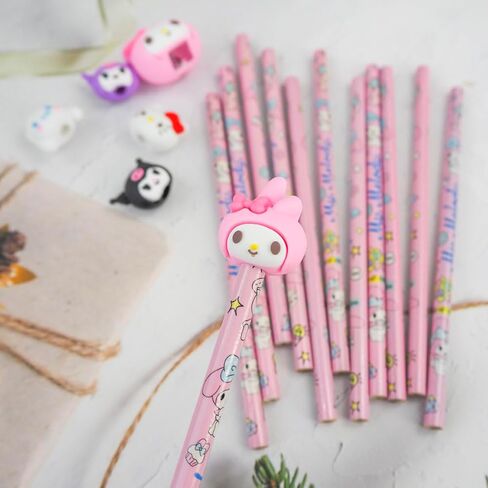 مجموعة قرطاسية كاواي - 18 قطعة، لوازم مدرسية لطيفة للأطفال بما في ذلك أقلام الرصاص وممحاة أقلام الرصاص ومبراة أقلام الرصاص، مجموعة أقلام رصاص ممتعة للأطفال والبنات والأولاد، مناسبة للهدايا (ح) in Kuwait