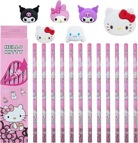 Kawaii Stationery Set -18PCS, Cute School Supplies for Kids Including Pencils Erasers Pencil Toppers and Pencil Sharpener, Cute Erasers Fun Pencils Set for Kids Girls Boys, Suitable for Gifts（H） in Saudi Arabia