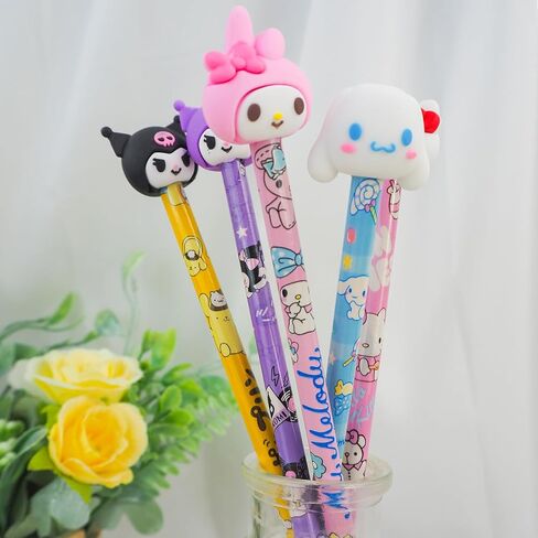 Kawaii Stationery Set -18PCS, Cute School Supplies for Kids Including Pencils Erasers Pencil Toppers and Pencil Sharpener, Cute Erasers Fun Pencils Set for Kids Girls Boys, Suitable for Gifts（H） in Saudi Arabia