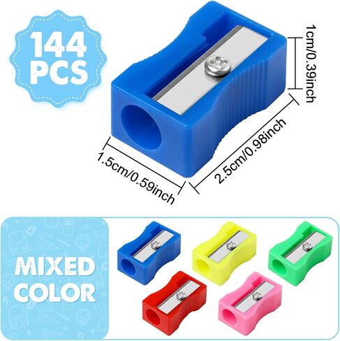 144 مبراة أقلام رصاص بلاستيكية ملونة صغيرة محمولة باليد مبراة أقلام رصاص كبيرة بحجم الجيب بلاستيكية وملونة لحفلات الحفلات واللوازم المدرسية in Kuwait