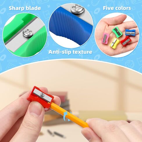 144 مبراة أقلام رصاص بلاستيكية ملونة صغيرة محمولة باليد مبراة أقلام رصاص كبيرة بحجم الجيب بلاستيكية وملونة لحفلات الحفلات واللوازم المدرسية in Kuwait