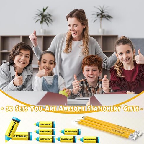 100 قطعة من هدايا تقدير التخرج، تتضمن 50 قلم رصاص تحفيزي شكرًا لك، أنت قلم ملهم رائع مع 50 مبراة يدوية لأقلام الرصاص هدية العودة إلى المدرسة للطلاب المعلمين in Saudi Arabia