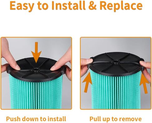 فلتر بديل VF6000 مكون من 5 طبقات للمكانس الكهربائية الرطبة الجافة من Ridgid سعة 5 إلى 20 جالون، متوافق مع Ridgid WD5500 WD0671 WD6425 WD7000 WD1280 WD1851 WD1680 WD1956 RV2400A 1400RV RV2600B، عبوتان in Kuwait