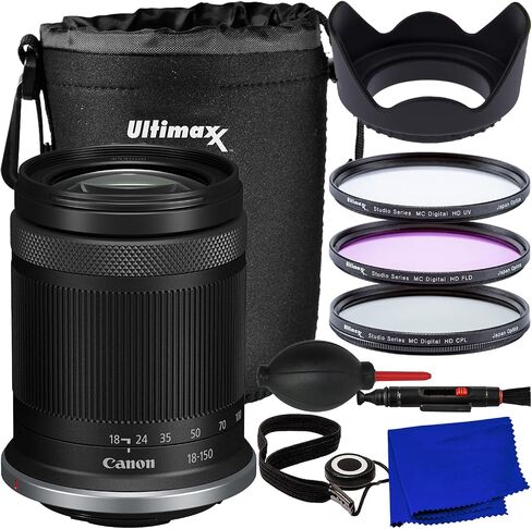 حزمة عدسة Ultimaxx Essential Canon RF-S مقاس 18-150 مم (صندوق أبيض) - تشتمل على: حقيبة عدسة مقاومة للماء، طقم مرشح حماية 3 قطع (الأشعة فوق البنفسجية، CPL، FLD)، غطاء عدسة توليب، حافظة غطاء العدسة والمزيد (حزمة 12 قطعة) in Saudi Arabia