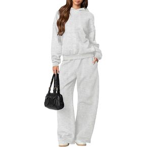 Etcyy New Womens 2 قطعة صالة مجموعات القوس تقليم هوديي مجموعة السقوط الأزياء من النوع الثقيل الضخم الحجم in Saudi Arabia
