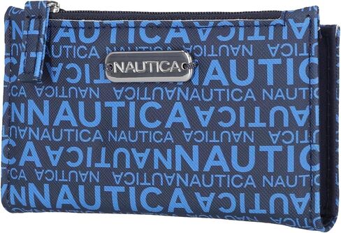 Nautica High Tide Small Wallet للنساء ، حامل بطاقة الائتمان النحيف RFID مع جيب عملة سحاب ، محفظة مضغوطة ذات ثنائية مع نافذة معرف ، مطبعة باللون الأحمر in Saudi Arabia