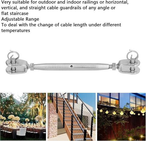 Stainless Steel Cable Railing Kit Turnbuckle Hook Eye Wire Rope Tension Ideal for Indoor Outdoor Guardrails Staircases in Saudi Arabia