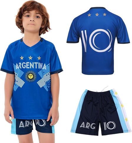 كرة قدم جيرسي أطفال #10 المنتخب الوطني الأولاد والفتيات شورتات كرة القدم للشباب ممارسة كرة القدم جيرسي/قميص هدية لمحبي كرة القدم in Kuwait