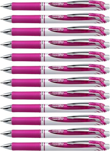 Pentel Energel Retractable Liquid Ambens ، Medium Point ، 0.7 مم ، برميل فضية ، 12 أقلام الحبر الأسود ، أقلام الكتابة في نهاية المطاف ، أفضل أقلام كتابة للمكتب والمدرسة والصحافة ، حزمة 12 in Saudi Arabia