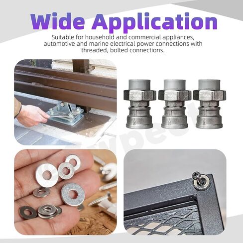 SWPEET 400PCS 4 أنماط#6#8#10 1/4 "5/16" 3/8 "SAE غسالات قفل الفولاذ المقاوم للصدأ مجموعة مجموعة متنوعة ، غسالات أسنان خارجية ، أسنان داخلية قفل/قفل تقسيم/غسالة مسطحة للبراغي البراغي البراغي in Kuwait