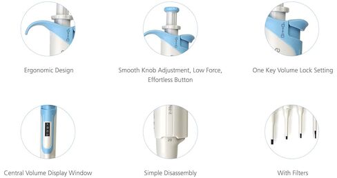 Scilogex SuperPette, Autoclavable Premium Pipette for Research, Production, and Scientific Labs, Ambidextrous Central Digital Display, 0.1-2.5μl - 2 Pack in Kuwait