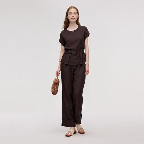 Two Piece Sets for Women Summer Beach Vacation Dressy Vest Tops and Pants Matching Set Linen Sets for Women 2 Piece in Saudi Arabia