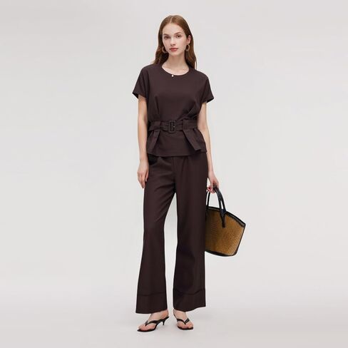 Two Piece Sets for Women Summer Beach Vacation Dressy Vest Tops and Pants Matching Set Linen Sets for Women 2 Piece in Saudi Arabia
