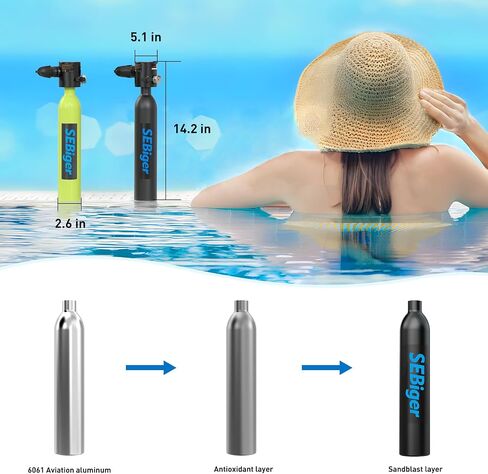 Diving Tank with DOT Certification Reusable Scuba 0.5L Pony Bottle Support 5-10 Minutes Dive Time Diving Cylinder Suitable for Underwater Work/Underwater Recreation in Saudi Arabia