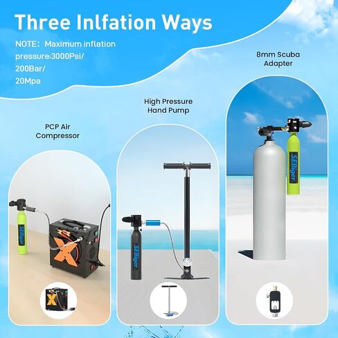 Diving Tank with DOT Certification Reusable Scuba 0.5L Pony Bottle Support 5-10 Minutes Dive Time Diving Cylinder Suitable for Underwater Work/Underwater Recreation in Saudi Arabia