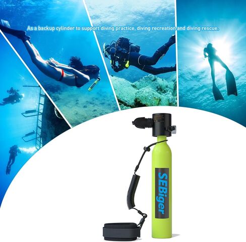 Diving Tank with DOT Certification Reusable Scuba 0.5L Pony Bottle Support 5-10 Minutes Dive Time Diving Cylinder Suitable for Underwater Work/Underwater Recreation in Saudi Arabia