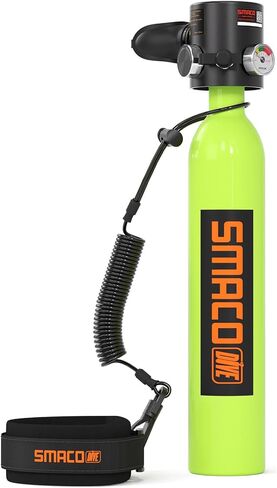 SMACO Mini Scuba Tank 0.5L Portable Diving Tank Support up to 10 Minutes of Underwater Breath, Small Scuba Tank Pony Bottle for Free Diving Within 33ft or Used as Backup Air Within 100ft in Kuwait