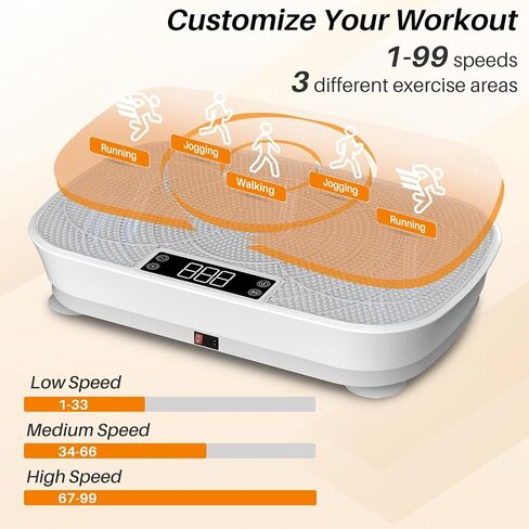 Vibration Plate Exercise Machine - 99 Speeds, 400LBS Capacity Quiet Whole Body Vibration Platform for Weight Loss & Lymphatic Drainage with Bluetooth Music, Remote & Touchscreen Control in Kuwait