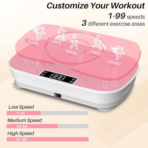 Vibration Plate Exercise Machine - 99 Speeds, 400LBS Capacity Quiet Whole Body Vibration Platform for Weight Loss & Lymphatic Drainage with Bluetooth Music, Remote & Touchscreen Control in Kuwait