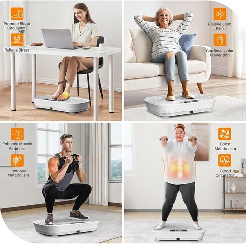 Vibration Plate Exercise Machine - 99 Speeds, 400LBS Capacity Quiet Whole Body Vibration Platform for Weight Loss & Lymphatic Drainage with Bluetooth Music, Remote & Touchscreen Control in Kuwait