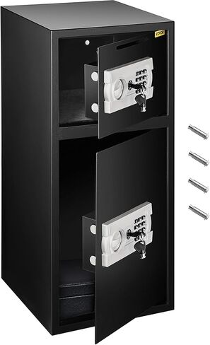 Vevor Double Doors 4.5 cu.ft مربع آمن مع قفل وكلمة مرور المفتاح ، مربع قفل آمن مع حقيبة مقاومة للحريق ، رف رئيسي ، مصباح LED و 2 قابلة للتعديل وقابل للضبط مقابل المال ، المستندات ، الأسود in Kuwait