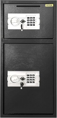 Vevor Double Doors 4.5 cu.ft مربع آمن مع قفل وكلمة مرور المفتاح ، مربع قفل آمن مع حقيبة مقاومة للحريق ، رف رئيسي ، مصباح LED و 2 قابلة للتعديل وقابل للضبط مقابل المال ، المستندات ، الأسود in Kuwait