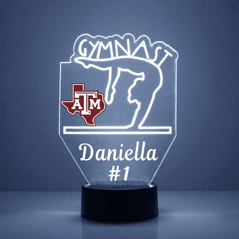 College Gymnastics LED Lamp/Night Light for Sports Fan - Personalized for Free (Texas A&M) in Saudi Arabia