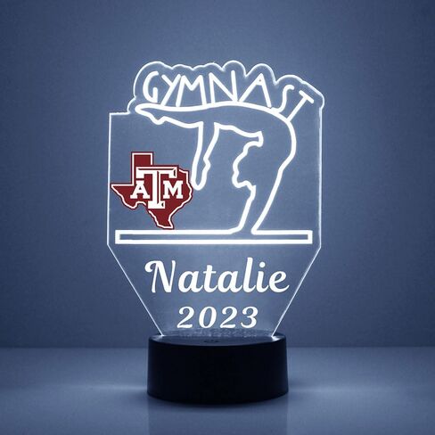 College Gymnastics LED Lamp/Night Light for Sports Fan - Personalized for Free (Texas A&M) in Saudi Arabia