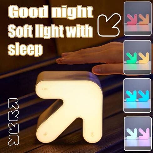 Arrow LED Night Light for All Ages, Rechargeable Plastic Portable Lamp,3-Level Dimmable with Timer & Touch Control | Modern Bedroom Decor in Saudi Arabia