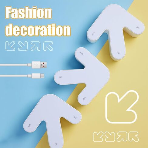 Arrow LED Night Light for All Ages, Rechargeable Plastic Portable Lamp,3-Level Dimmable with Timer & Touch Control | Modern Bedroom Decor in Saudi Arabia