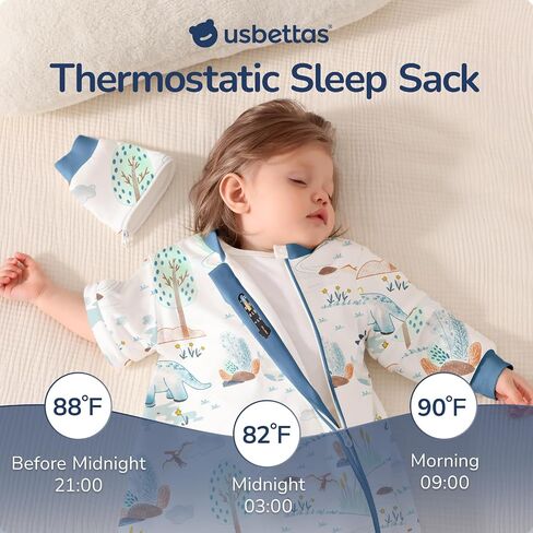 Baby Sleep Sack 6–12 Months, 2.5 TOG Warm Cotton Sleep Sack with Detachable Long Sleeves, Winter Wearable Blanket for Cold Nights, 2-Way Zipper Toddler Sleeping Sack, Hot Air Balloon in Saudi Arabia