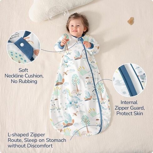 Baby Sleep Sack 6–12 Months, 2.5 TOG Warm Cotton Sleep Sack with Detachable Long Sleeves, Winter Wearable Blanket for Cold Nights, 2-Way Zipper Toddler Sleeping Sack, Hot Air Balloon in Saudi Arabia