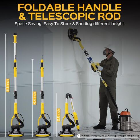 أداة Sander Drywall ، Kuperia 8.5 amp أداة إزالة السقف من الفشار مع 7 سرعة متغيرة 800-1800 دورة في الدقيقة ، صنفرة دريوال كهربائية مع مقبض قابل للتمديد ، ضوء LED ، 6 ورق رمل أساسي و 6 شبكة صقل الشبكة in Kuwait