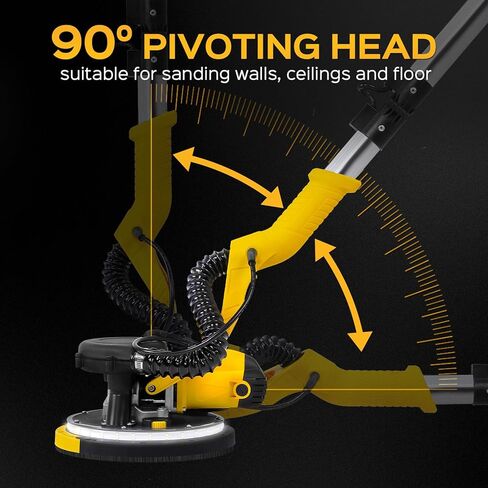 أداة Sander Drywall ، Kuperia 8.5 amp أداة إزالة السقف من الفشار مع 7 سرعة متغيرة 800-1800 دورة في الدقيقة ، صنفرة دريوال كهربائية مع مقبض قابل للتمديد ، ضوء LED ، 6 ورق رمل أساسي و 6 شبكة صقل الشبكة in Kuwait