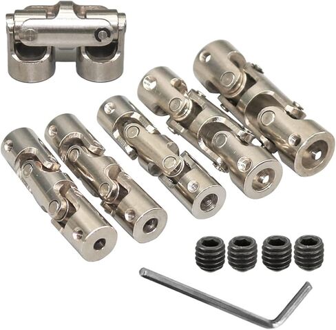 4/5/6/8/10mm Boat Car Shaft Coupler Three-Section Universal Joint Coupling Motor Connector with M3/M4 Screw Metal Cardan Joint 1Pcs (Size : 10mm-10mm) in Saudi Arabia