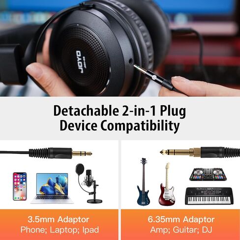 JOYO Studio Monitor Headphones Wired Professional Semi-Open Headphone for Guitar Piano Podcast Recording,Mixing,Live Streaming 3 Meter Cable (JMH-03) in Kuwait