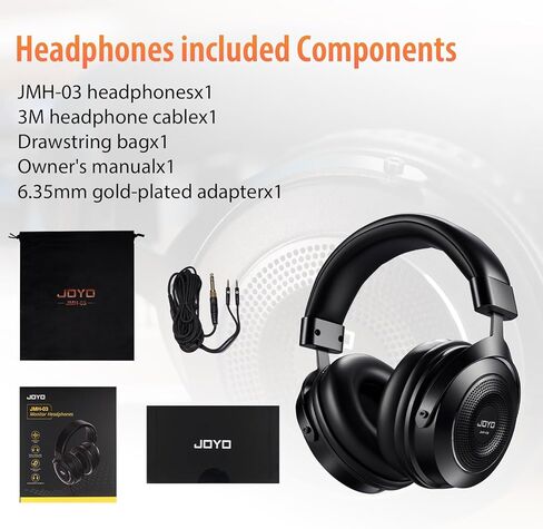 JOYO Studio Monitor Headphones Wired Professional Semi-Open Headphone for Guitar Piano Podcast Recording,Mixing,Live Streaming 3 Meter Cable (JMH-03) in Kuwait